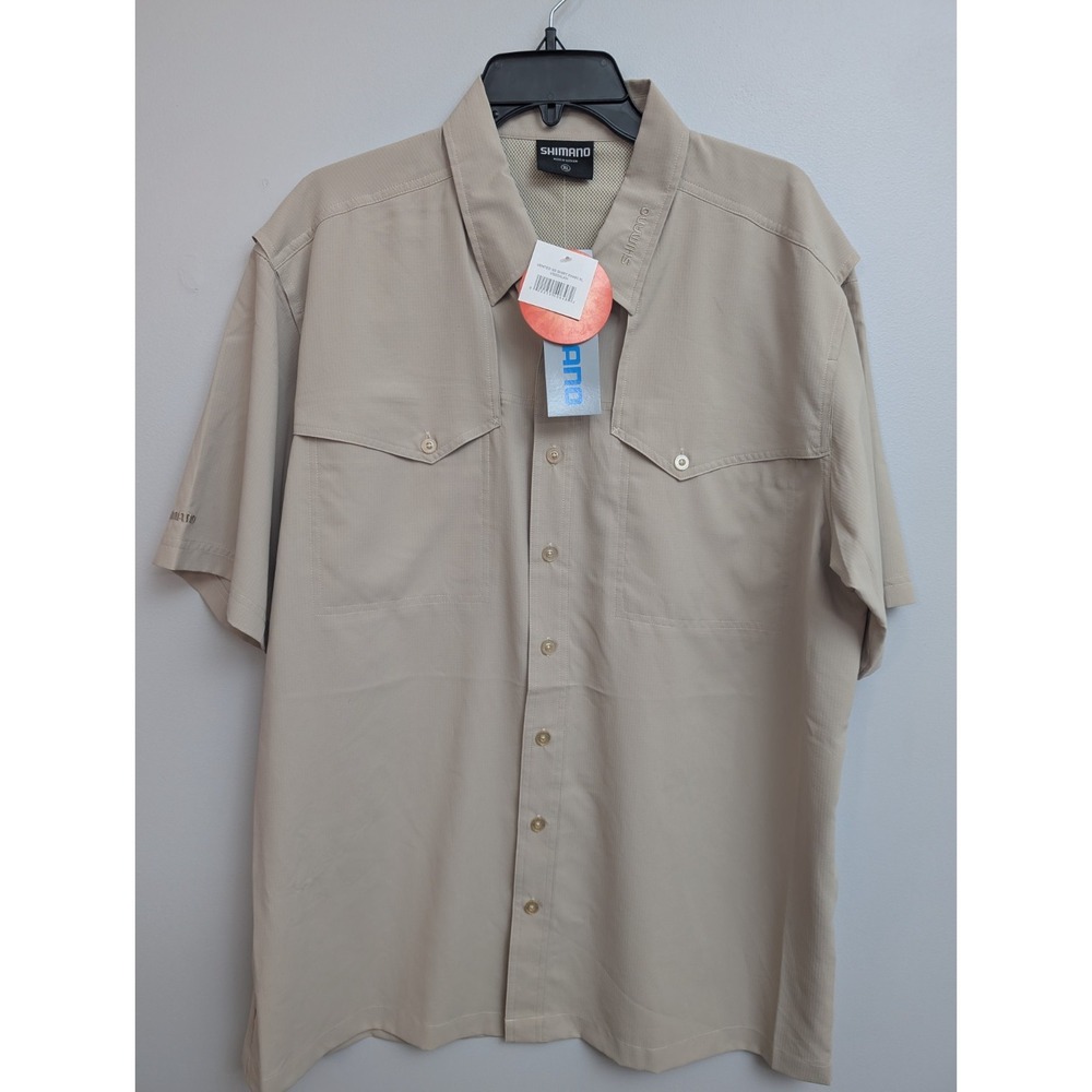 C4‎ NWT Shimano Short Sleeve Fishing Button Down Vented 100% Polyester  XL New
